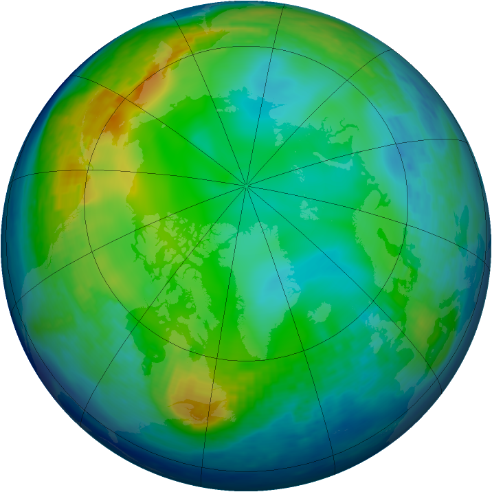 Arctic ozone map for 08 December 1992